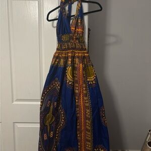 Elegant Ankara print Halter Maxi Dress